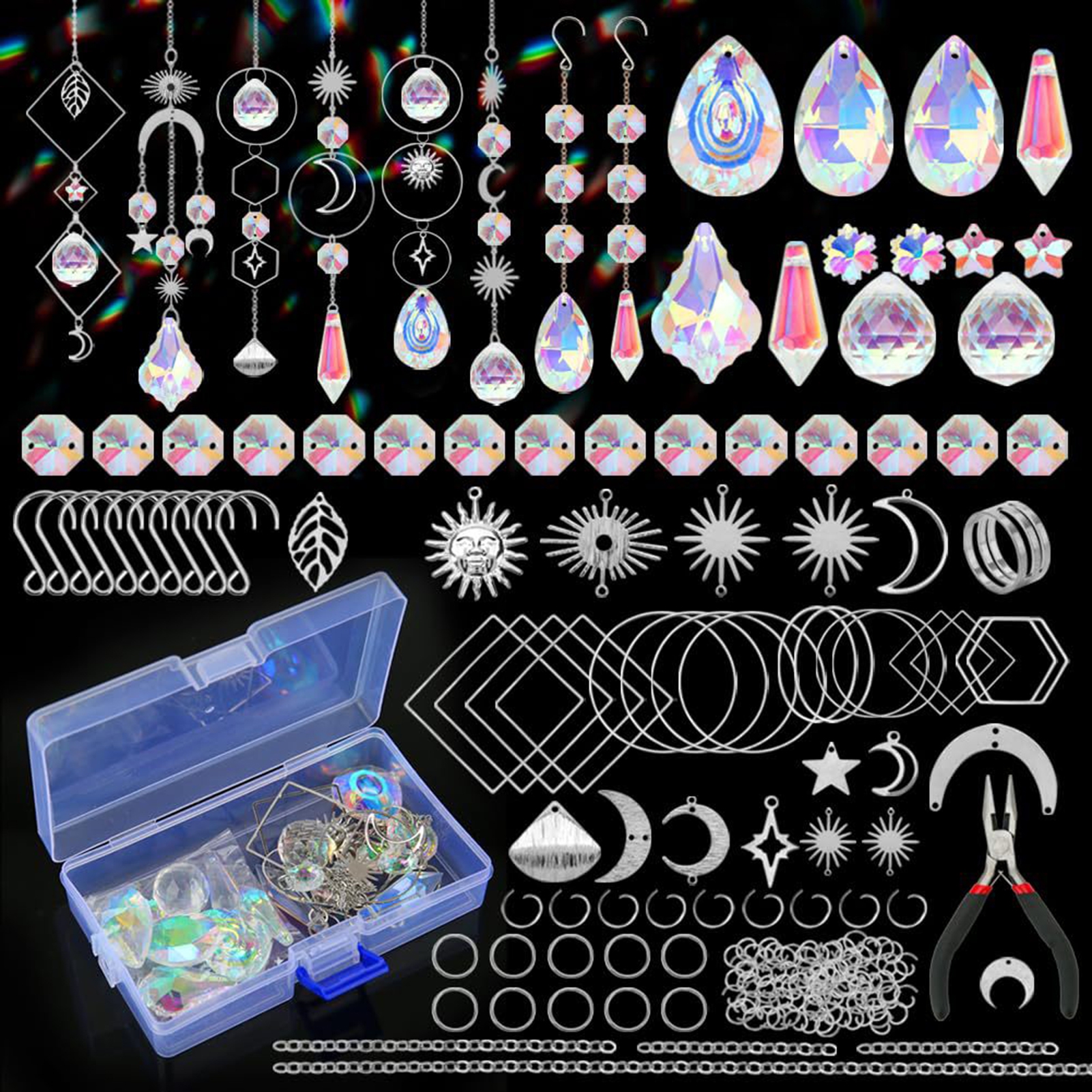 Kiskick Diy Sun Catcher Hanging Ornaments Diy Sun Catcher Kit 200/set Diy  Suncatcher Making Kits for Adults Kids Faux Sun Catchers Crafts with for  Window 